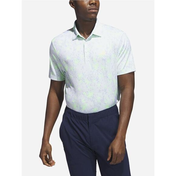 Adidas Burst Jacquard Golf Polo Yellow Green Medium NWT - Picture 5 of 12